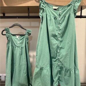 Mommy and Me Green Ruffled Dresses
